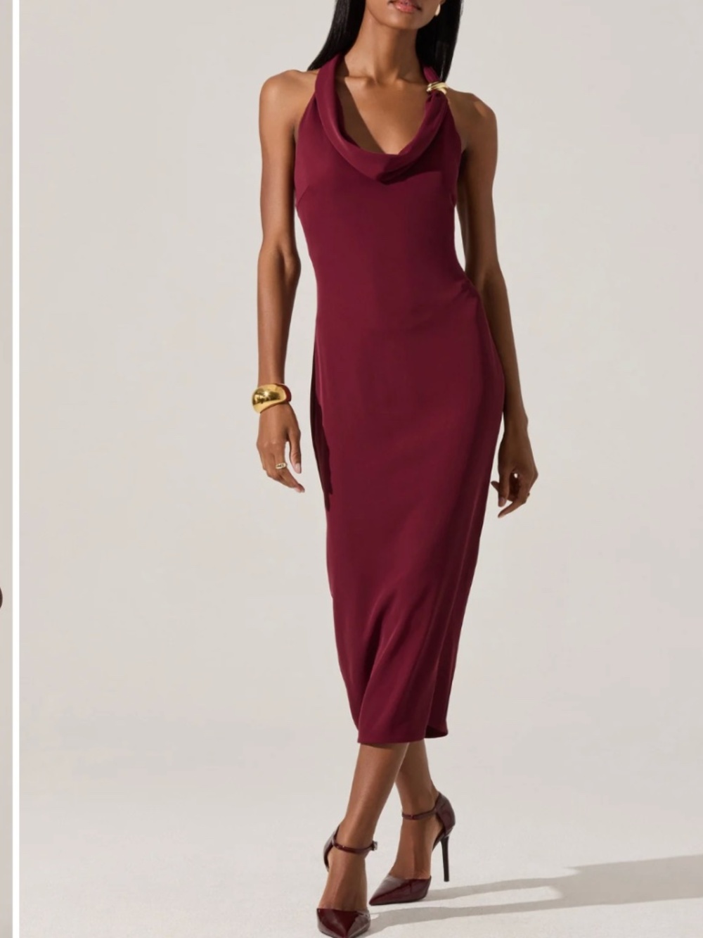 ASTR the Label Red Cowl Neck Dress